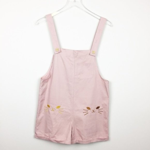Vintage | Pale Pink Embroidered Cat Romper - Picture 1 of 4